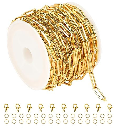 UMAOKANG 5 Meter vergoldete Schmuckherstellung, Edelstahl-Büroklammer-Halsketten-Rolle, DIY-Schmuckherstellung, Zubehör, Armband, Ketten