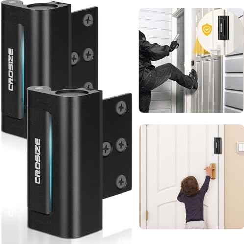 Home Security Door Locks 2 Pack, Metal Door Reinforcement Locks, 3 Withstands 1000 lbs of Impact for Inward Swing Doors, Defender Door Locks for Kids Safety, Prevent Unauthorized Entry (Black) | Withstands 1000 lbs of Impact, Door Lock for Front Door, Defender Door Locks Latch, Inside Door Lock, For Door Security