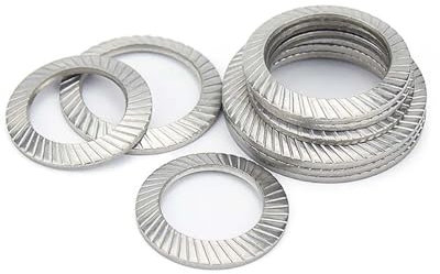 Rondella a molla a disco, rondella di bloccaggio a farfalla, rondella a strisce zigrinate a doppia faccia conica M2.5-M36 acciaio al carbonio e acciaio inossidabile (colore: acciaio inossidabile,