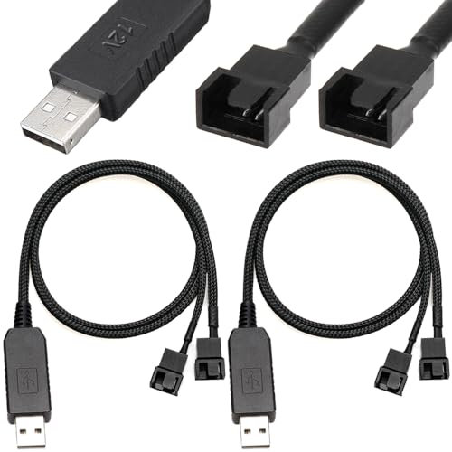 Xiatiaosann Câble de connecteur de ventilateur PC mâle à double vitesse 12 V élévateur USB mâle à double 4 broches (50 cm/20 pouces, lot de 2)