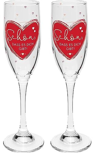 GRUSS & CO 48572 Lot de flûtes à champagne motif « Schön » | Verres à champagne 20 cl Coffret cadeau | Cadeau de mariage, Saint-Valentin