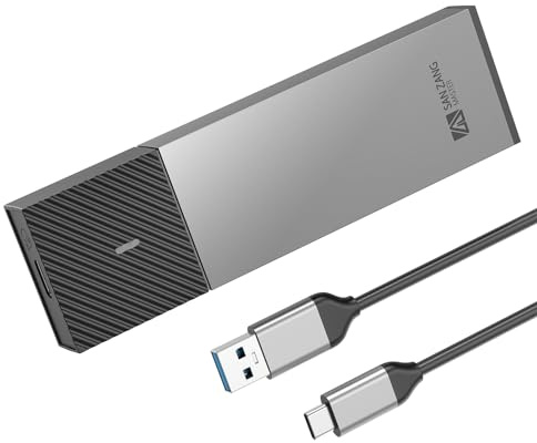 SANZANG Caja M.2 NVMe SSD Con Transmisión de 10 Gbit/s, Adaptador USB 3.2 para 2230 2242 2260 2280 PCIe NVMe M-Key y M+B Key (Sin Herramientas, Tipo C a A)