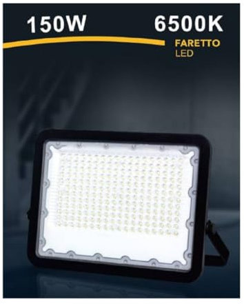 OISE ART STORE Trade Shop - Faro LED 150 Watt Proiettore Esterno Ip65 Nero Luce 3000k 6500k 4000k Fs150w-n Bianco Freddo -