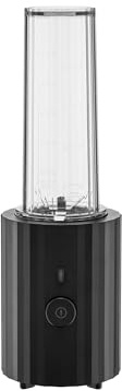 Alessi Plissé MDL17 B - Frullatore Personale di Design, in Resina Termoplastica, con Contenitori Graduati e Mini Tritatutto in PCTG, Spina Europea 380 W, 55 cl, Nero