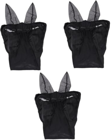VANZACK 3St Pferdekopf Mesh Fliegenschutzmaske Pferdekopf-Mesh-Maske Maskera tragbare Pferdemaske Pferdekopf Netz Horse mask Kopfschutzmaske Pferdefliegenmaske Gesichtsmaske