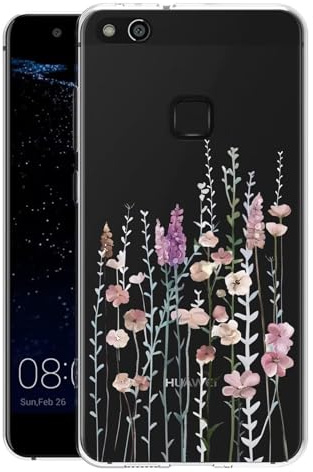 Kaywzo Hülle für Huawei P10 Lite,Transparent TPU Handyhülle mit Gemälde Blume Muster,Ultradünn Stoßfester Schutzhülle,Schön Silikon Cover Case-3