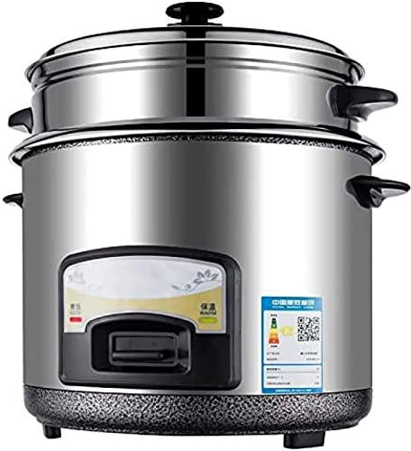 Rice Cooker & Food Steamer One Pot Double Gallbladder One-click Quick Cooking Double Anti Scald Stainless Steel For Brown Rice, White Rice, Soup,Keep Warm,Stainless Steel 1.8L