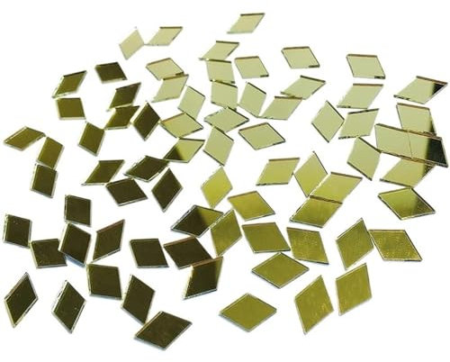 Mosaikfliesen 100 Stück Glas-Spiegel-Mosaikfliesen, Diamant-Rhombus-Form, DIY-Handwerk, handgefertigtes Zubehör for Zuhause, Wandkunst, Dekorzubehör Glasfliesen(Color:Gold)