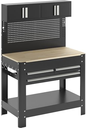 kaiserkraft | Werkbank mit Lochrückwand | 3 Schubladen | 2 Schränke | Breite 1140 mm