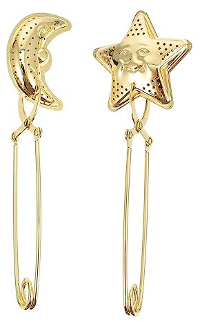 Hoement 2pcs Stainless Steel Moon Star Shaped Tea Infuser Clip Tea Strainer Filter Handle for Brewing