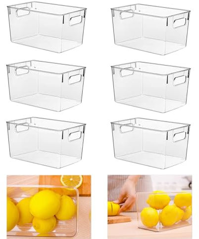 KJIXYUNG Organizador Nevera, Organizadores para la Despensa, Organizador Frigorifico para la Cocina, Refrigerador, Encimeras y Armarios (Paquete de 6, S(24x13.5x11CM))