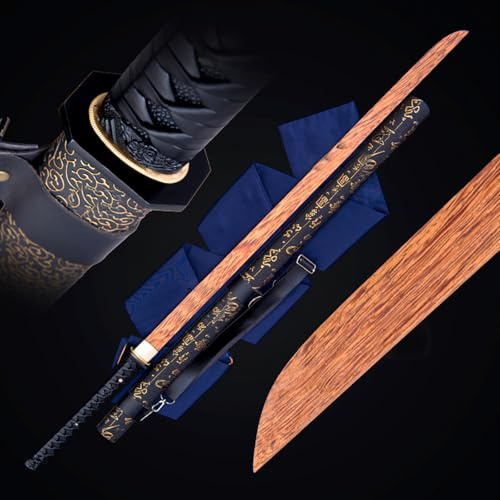 Bokken fait à la main de 103cm,épée droite en bois,Katana en bois de wengé naturel,fourreau en bois massif enveloppé de cuir,épée de samouraï en bois pour la pratique du Kendo,cadeaux,collection