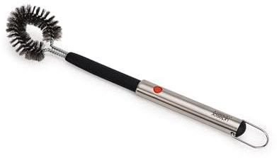 Joseph Joseph GrillOut Cepillo de Limpieza para barbacoa, Resistente, Cabezal Retráctil con Cerdas de Alambre, Mango de Acero Inoxidable, Fácil de Limpiar