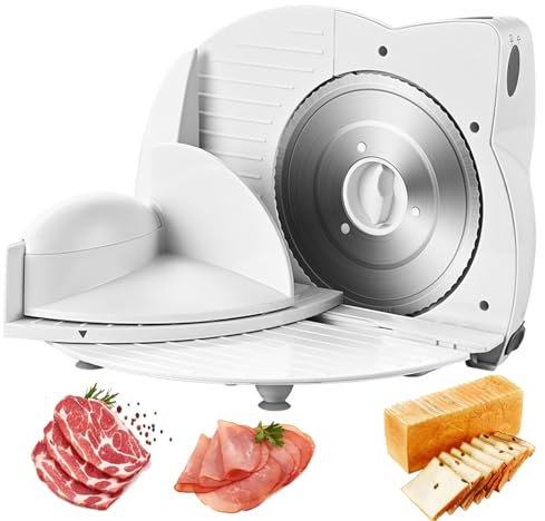 Cortadora de alimentos eléctrica de 150 W, pequeña cortadora de carne plegable para el hogar adecuada para pan, queso y embutidos, 3 niveles de grosor ajustable