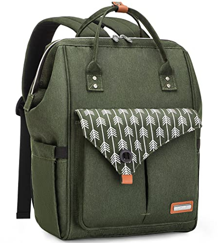 Mochila para cambiar pañales Lekebaby - Bolsa de pañales para bebé con cambiador portátil y correas para el carrito para mamá y papá, diseño de flechas, verde, L