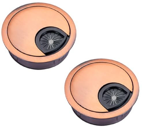 2 Pack 60mm Desk Cable Grommets, Zinc Alloy Wire Organizer Caps, Round PC Computer Port Cable Hole Cover Plug Bushings, Perfect for Hide Data Cords in Office Desk, TV Stands, Tabletops and More