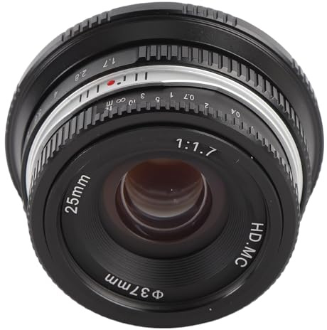 25mm F1.7 APS C Large Aperture NEX Mount E Mount Lens, Manual Focus Lens Compatible with A6400 A6500 A6600 10 1 A7II A73 Camera (Black)