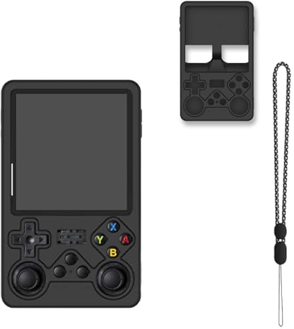 NOUKAJU Case for R36S PLUS, Game Console Case,Anti-Drop, Anti-Scratch,Shockproof,Silicone Protective Cover for R36S PLUS Handheld Game Console(Black)