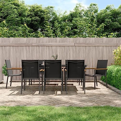 Festnight Gartenmöbel Set 8 Stühle mit Tisch Gartentisch mit Stühlen Set Sitzgruppe Garten 8 Personen Outdoor Essgruppe Gartengarnitur Set Terassenmöbel Außen 9tlg Textilene und Stahl