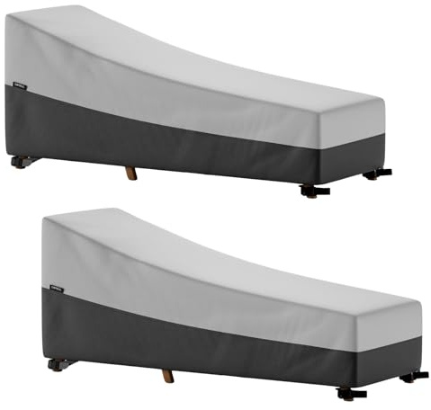 EVRBUL 2 Stück 215 x 82 x 82 cm Heavy Duty 420D wasserdichte Chaise-Lounge-Liegenabdeckungen Gartenliege Abdeckung Terrassenmöbelabdeckungen für die meisten Liegen bis 215cm