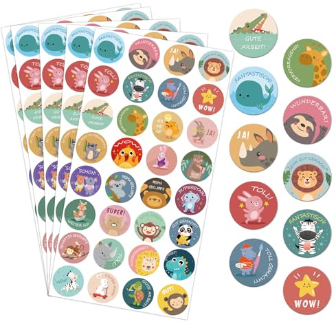 1600 Stück Belohnungsaufkleber für Kinder, Süße Lehrer Sticker Grundschule | 32 Muster Motivationssticker für Klassenarbeiten, Haften gut,25mm