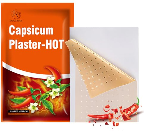 KZM KANGZHIMEI, Capsaicin Patches - 20 Count Ultra Strength Hot Capsicum Patch - 3.93x7.09Heat Patches for Back, Knee, Neck and Shoulder, Joint and Muscle Reliving