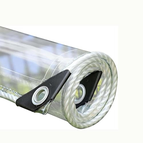 Amunpitic Telo Trasparente con Occhielli per Esterno 1x4m, Telone PVC Trasparente per Esterno, Telo Trasparente Impermeabile, per Balcone, Camper, Gazebo e Giardino
