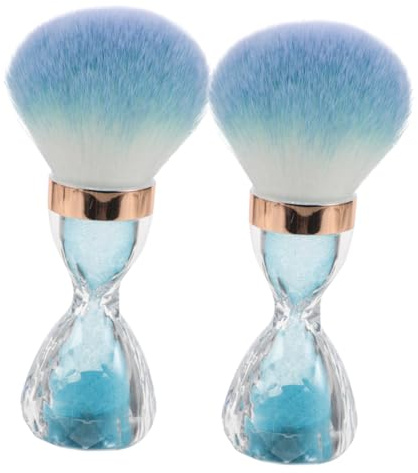 Gogogmee 2pcs Nail Dusting Brush Soft Hair Large Head Nail Remover Brush for Makeup and Art Dust Cleaning Sky Blue