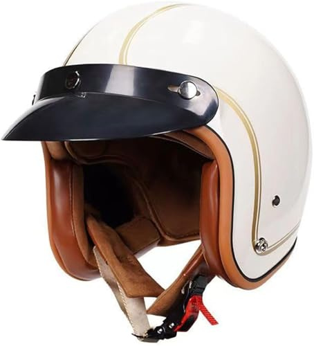 Casque Moto Vintage Casques Jet avec Visière Casques Bols Casque Mobylette Homologué Dot/ECE Rétro Demi Casque Moto Vélo Scooter Chopper pour Adultes Homme Et Femme