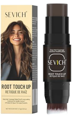 SEVICH Dual-Ended Root Touch Up Stick - Waterproof Hairline Enhancer for Sparse Hairlines & Gray Coverage, Non-Sticky Scalp Concealer with Beeswax, Instant Volume & Natural Look (Dark brown)