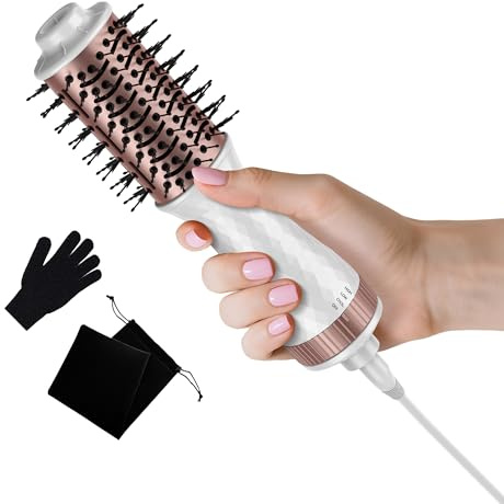 MINI Warmluftbürste Fönbürste Rundbürstenföhn MINI, Haarbürste elektrisch, Travel 4-in-1 Haarföhn Bürste und Styler Volumizer, Heissluftbürste, Haarglätter Bürste
