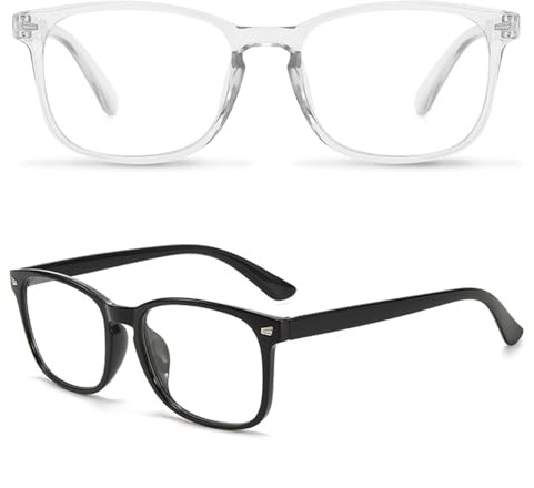 LOVEER Blaulichtfilter Brille 2 Stück，Anti Blaues Fake Brille, Blue Light Glasses, Leichtes Gewicht Klare Blaulichtfilter Brille Damen Männer für Computer-Lesebrillen