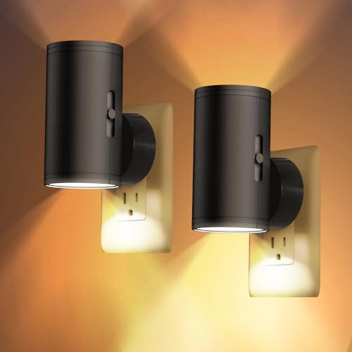 Hojalis 2PCS Nachtlicht Steckdose, Warmweißes LED Nachtlicht mit Dämmerungssensor, Warmweißes 3000K, Steckdosen Licht, 0-300LM Einstellbare Helligkeit, für Flur, Wohnzimmer, Schlafzimmer, Badezimmer