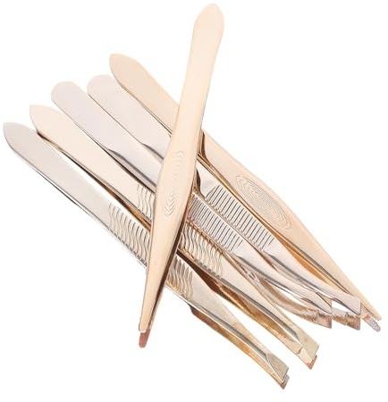 Ipetboom 6pièces Pince à Cils Acier Inoxydable Pointe Droite Biseautée Courbe pour Extensions et Sourcils Lot
