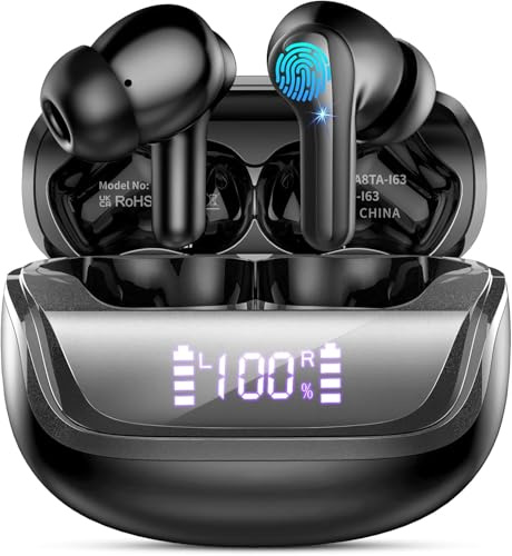 2026 Wireless Earbuds, Bluetooth 5.4 Headphones Deep Bass, 50H Playtime In Ear Earphones HiFi Stereo, Ear buds with 4 ENC Noise Cancelling Mics, LED Display, IP7 Waterproof Earbuds with Fast Charging