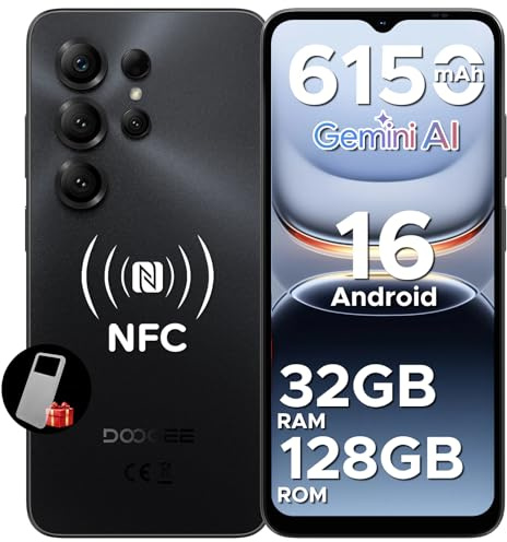 DOOGEESmart Note 56X Pro Mobile Phones, Android 16 Smartphone, Gemimi AI 6150mAh, Ultra-Slim 6.56 HD+, 32GB+128GB/TF 2TB Android Phones, SIM Free Mobile Phone Unlocked, Fingerprint/Face ID/OTG/NFC