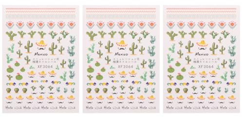 Mikikit Adesivi Unghie Cactus 3pezzi per Donna, Decorazioni Unghie Facili da Applicare in Plastico, per Party e Halloween, Stile Creativo e Unico
