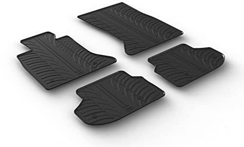 Rubber Car Mats GL 0351 Alfombrillas de Goma para Coche con Clips de Montaje T Perfil, 4 Piezas