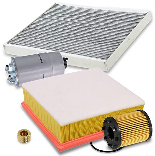 Inspektionspaket SET B 1x Ölfilter 1x Luftfilter 1x Innenraumfilter (Pollenfilter) mit Aktivkohle 1x Kraftstofffilter 1x Ölablass-Schraube