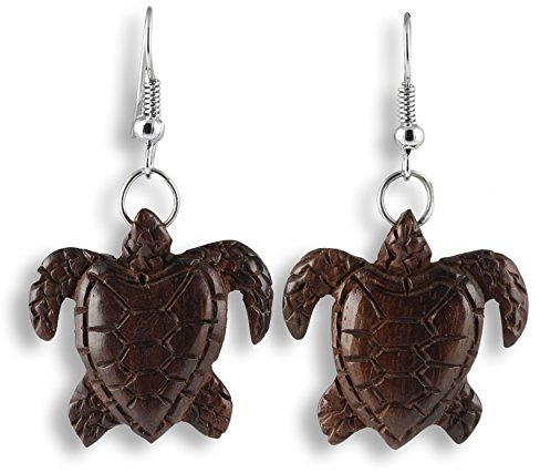 ISLAND PIERCINGS Ohrringe Schildkröten Hänger Handarbeit Holz ER276