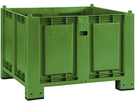 BRB Palettenbox mit 4 Füßen, LxBxH 1200x800x850 mm, Boden/Wände geschlossen. Tragkraft 500 kg (grün)