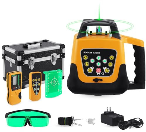 Samger Niveau 360 Vert Laser Auto-nivelant Rotatif Vertical Horizontal, IP54, Plage de Travail 500M, Travail Continu 20 Heures, avec Télécommande, Destinataire, Cible Laser
