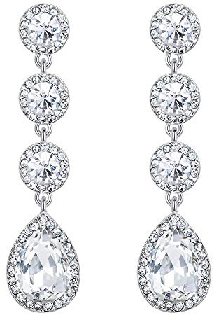 Clearine Femme Mariage Mariée Boucles d'Oreilles Pendantes Cristal Rond Goutte Elégant Clair