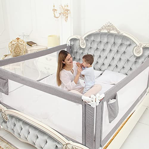 ZAHNHASE Barriera Letto Bambini Viaggio Guardrail sicurezza/protezione removibile per letto bambino - 150cm,Grigio,1pc