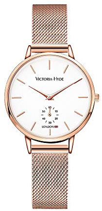 VICTORIA HYDE Damen Uhr Minimalist Armbanduhr Analoges Quarzwerk Schlicht Damenuhr mit Lederarmband Mesh Band