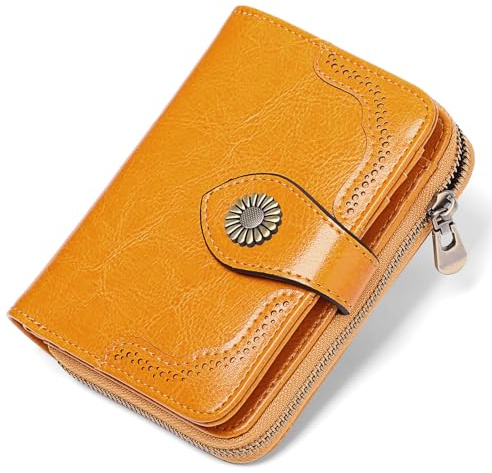 SENDEFN Portemonnaie Damen Klein, RFID-Blockierung Klein Geldbörse Damen aus Leder, Geldbeutel mit 12 Kartenfächer und Münzfach