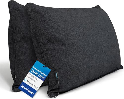 Sofakissen mit Füllung und Bezug - Sofakissen Groß 40x70 cm - Couchkissen Schwarz 2er Set viel Füllung – OekoTex zertifizierte Zierkissen Sofa & Couch – Bequeme Dekokissen Wohnzimmer, Schlafzimmer