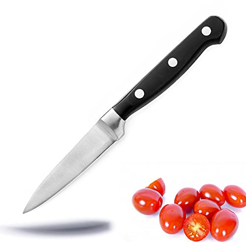 Kerafactum Putzmesser kleines scharfes Küchenmesser Obstmesser mit gerader Klinge | Officemesser Küchen Obst Messer Ergonomischer Griff Qualitäts Edelstahl mit scharfer Klinge | Gemüsemesser 9 cm