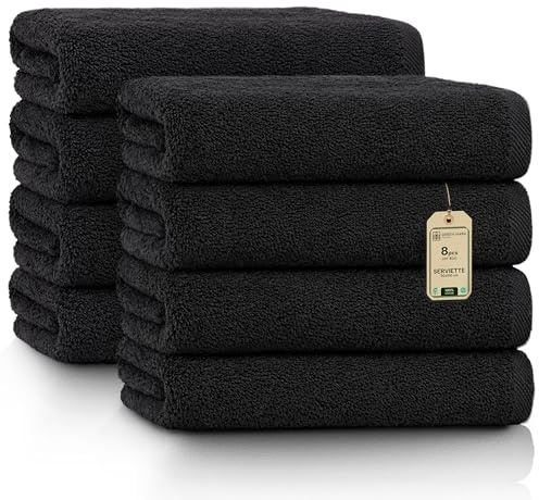 NatureMark Handtücher - Set mit 8 Stück – 100% Baumwolle, Weich & Saugfähig, Premium Qualität für Badezimmer, Spa und Fitness, 50 x 100 cm, Schwarz