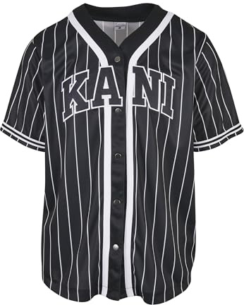 Karl Kani Herren KM221-115-1 Serif Pinstripe Baseball Shirt Black, XL